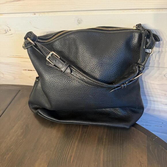 DOONEY & BOURKE  Zipper Pocket Sac Pebbled Black Purse Shoulder Bag - Picture 2 of 13